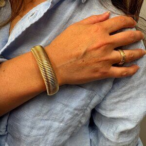 Cobra Bracelet Elastic | Chunky Tubogas Stacking Bracelet 14K Gold-Plated Silver